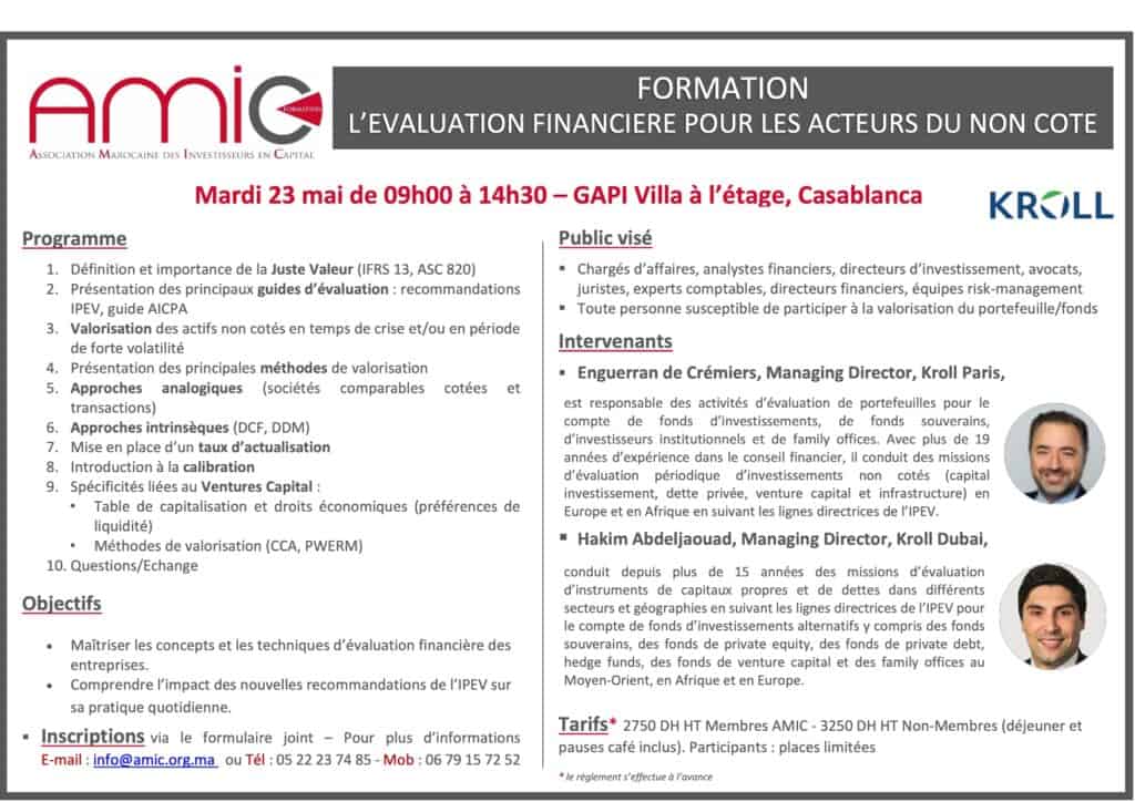 Evaluation financiere pour les acteurs du non cote Kroll