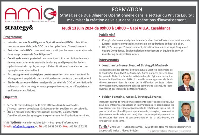 Flyer Stratégies de Due Diligence Opérationnelle dans le secteur du Private Equity : maximiser la création de valeur dans les opérations d'investissement.